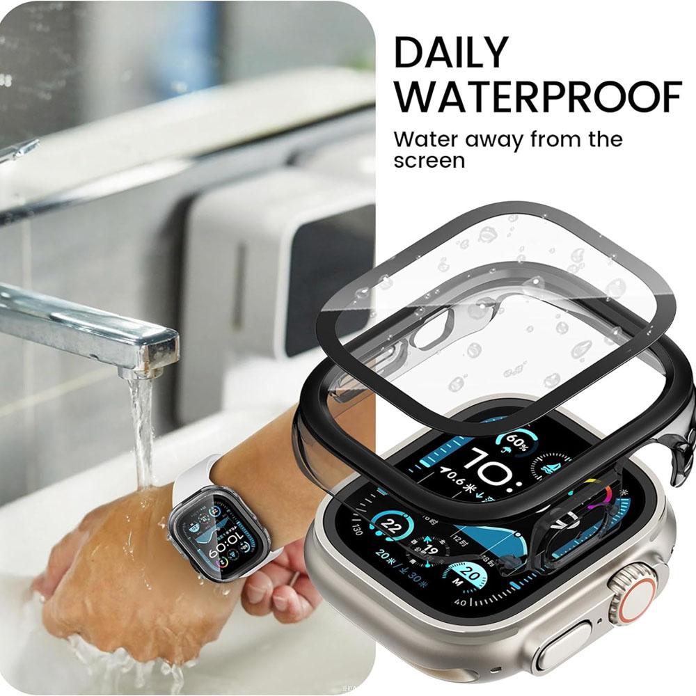Metal+PC Case For Apple Watch Ultra 2 3 49mm 10 11 46mm 42mm Waterproof HD Tempered Glass Bumper Cover iWatch Screen Protector