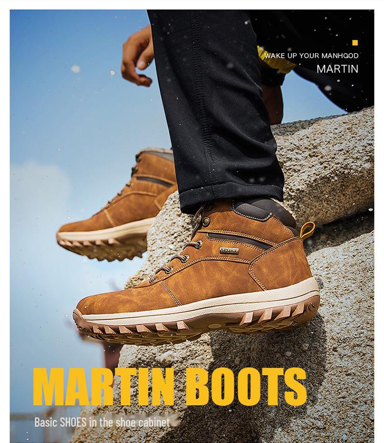 Men's 2025 Winter Velvet-Lined Snow Boots with Thick Soles - Warm Cotton Shoes for Teens In Cold Climates