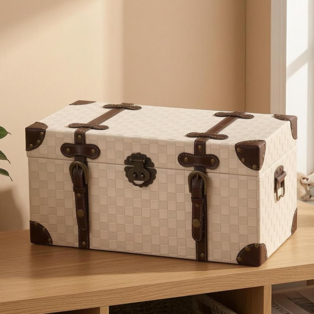 Vintage Storage Box Retro Decorative with Handles Rustic for Bedroom