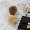 Maia Rabbit Fur Heart Keyring & Charm - Light Brown