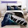 1PC Piano keys music Theme Bedding Quilt Set Quilt Cover Pillowcase Home Decoration Birthday Gift (1 * duvet cover + 2 * pillowcase, without core)A8