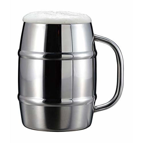 Captain Stag (CAPTAIN STAG) UE-3499 Double Stainless Steel Beer Mug, Insulated, Barrel-Shaped, 1L, with Vacuum-Resistant Design