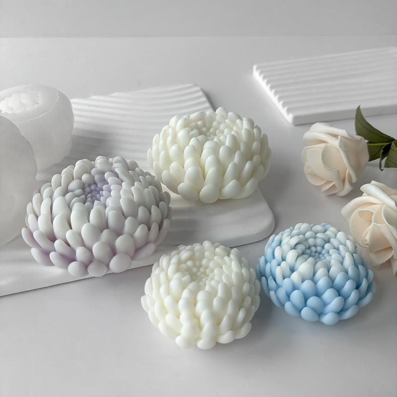 Moule Bougie Fleur de Chrysanthème en Silicone pour Diffuseur en Plâtre Fabrication de Savon Moule Flexible pour Artisanat Fait Maison et Décoration Intérieure