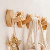 1pc Wooden Round No Drill Adhesive Hooks for Hats Coats Towels Door Bathroom Entryway Wall Mount Self Stick Hook