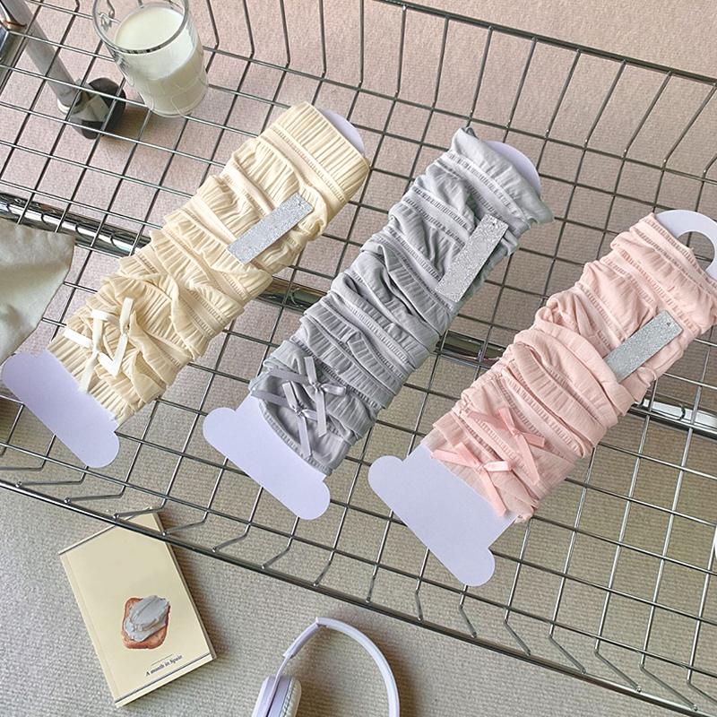 Dámské tenké krajkové podkolenky jednobarevné ledové hedvábí návleky na ruce návleky na nohy ozdoba mašle JK