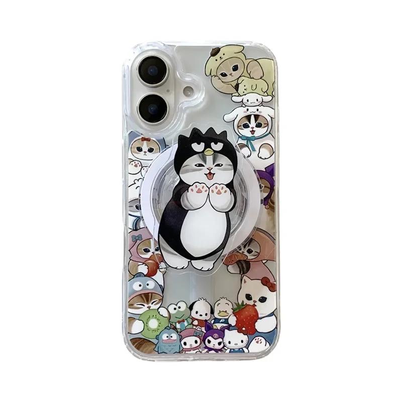 INS Korea Cute Character Cat Pop-socket Phone Griptok Holder For IPhone 17 Pro Max Samsung S26 Magnetic Foldable Stand Bracket