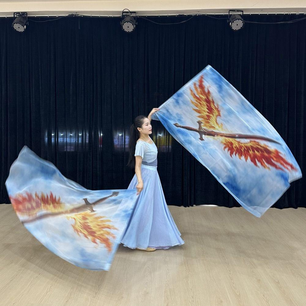 Con Bastoni Telescopici Bandiere Rettangolari Multicolore Accessori per Danza Performance di Danza