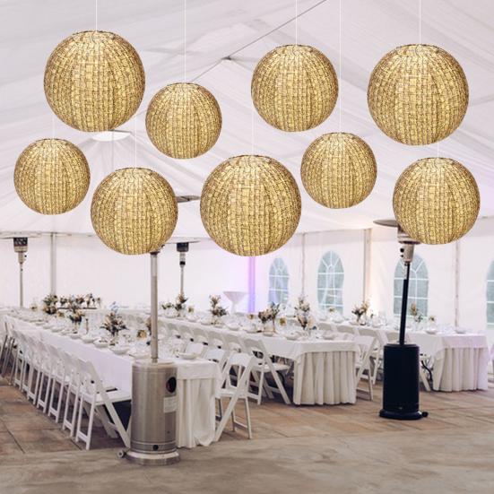 Yousheng 1/9Pcs Paper Lanterns Set Rustic Burlap Design Easy To Hang Handmade Hanging Lanterns Wedding Party Decorations