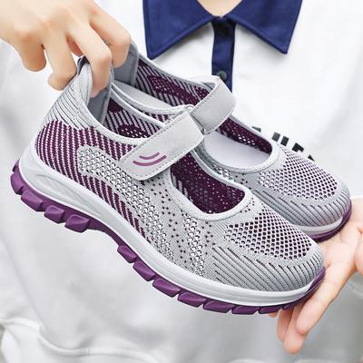 Schuhe Damen Mittleren Alters Mutter Schuhe Weiche Sohle Leichte Schuhe für ältere Menschen Klettverschluss Mesh Schuhe Damen