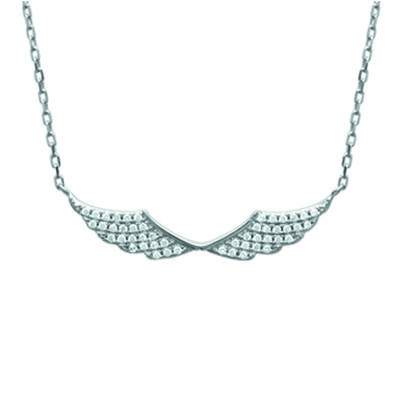 [N1807] - Silver Necklace 'Les Ailes d'Ange' Silver-white (rhodium-plated) - 33x7 Mm
