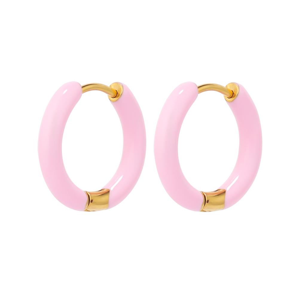 1 Pair Stainless Steel Candy Color Enamel Hoop Earrings Women Kids Earrings Gifts Fashion Children Jewelry Huggie Wholesale