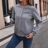 women's Stand Collar Single Breasted Soft Fabric Long Sleeve Bomber Jacket Casual Coat Outerwear