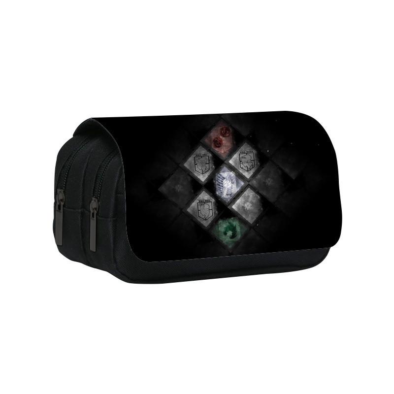 Attack Titan On Anime Pattern Student Double Layer Flip Cover Bag Stationery