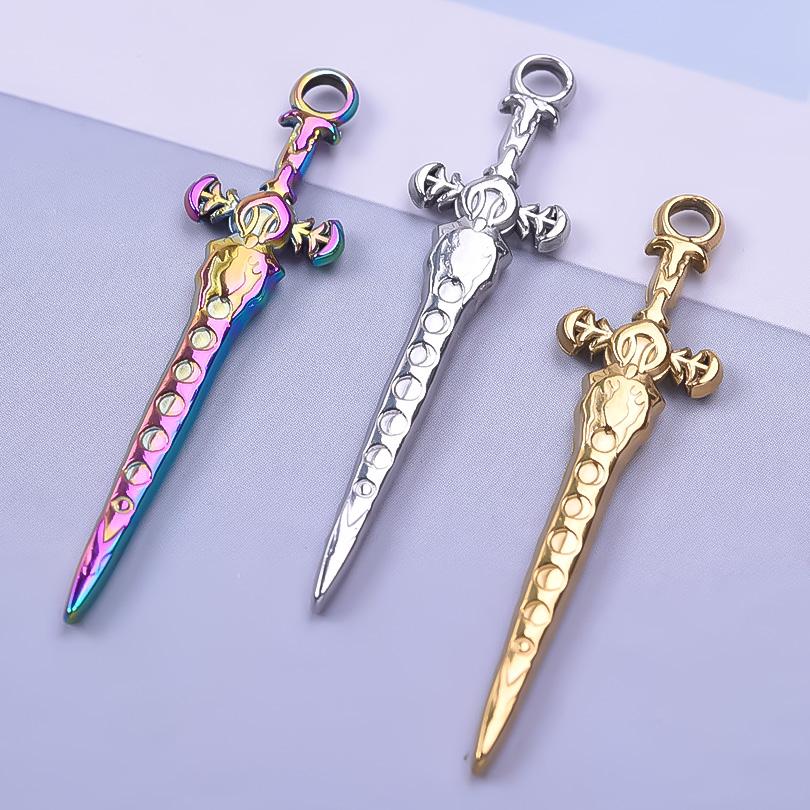 6pcs Mixed Stainless Steel Sword Charms For Jewelry Making/Materials To Make Bracelets Earrings Pendant Charm DIY Keychain Bulk