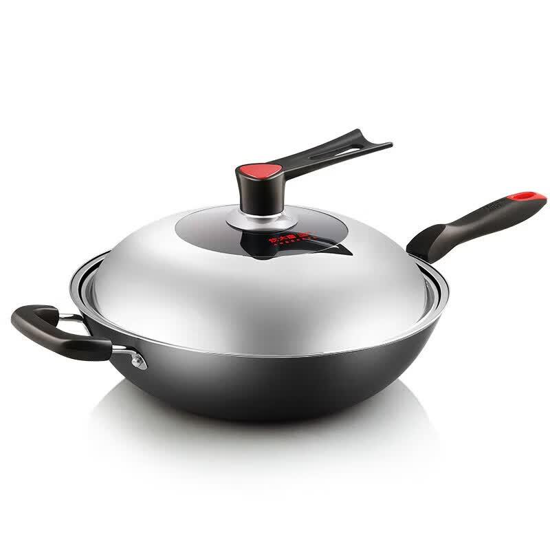COOKER KING 34cm Non-Coated Cast Iron Wok