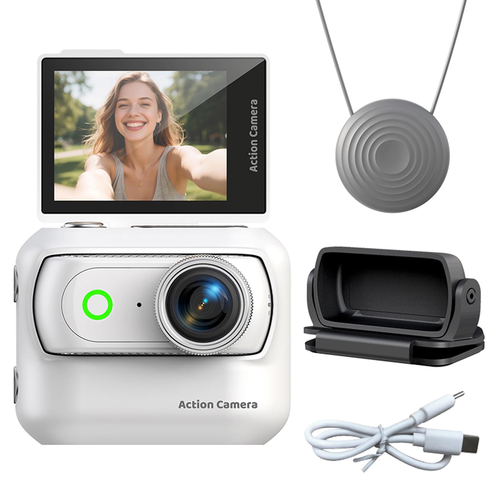 

Magnetic Wearable Vlog Camera Anti-Shake Mini Action Cam 2.0in Flip Screen With Magnetic Neck Strap for Outdoor Travel & Cycling