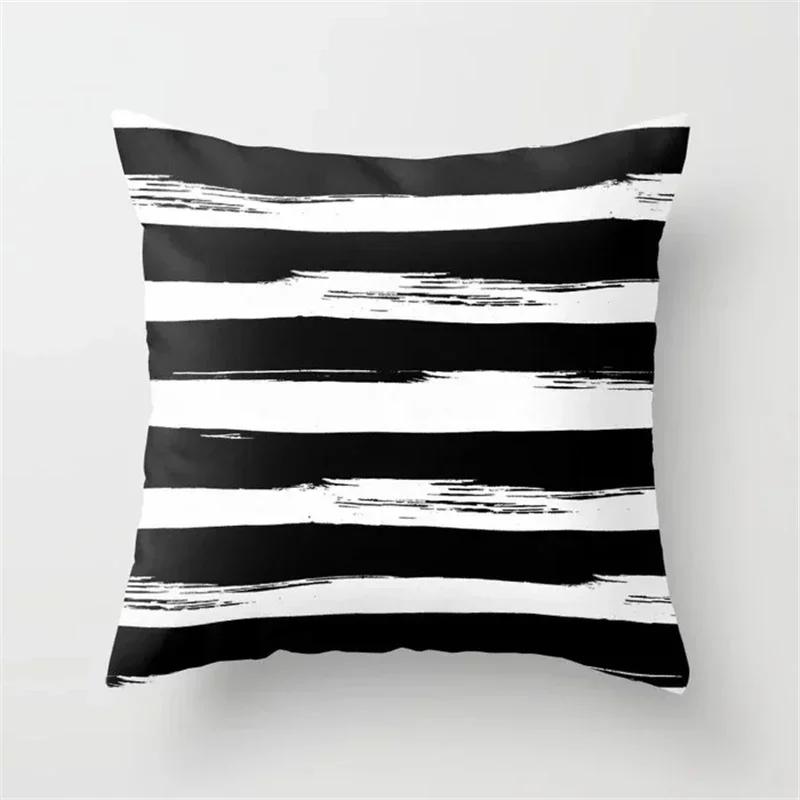 Black and White Cushion Cover Geometric Polyester Throw Pillow Covers Decorative 45x45cm Couch Pillows Fashion Nordic Pillowcase