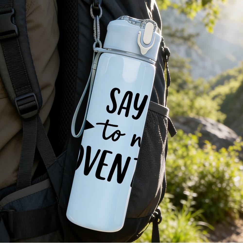 1PC Say Yes To New Adventures Text 750ml Color Plastic Sports Water Bottle Leakproof Flip Straw Lid Suitable for Sports Office Home Use