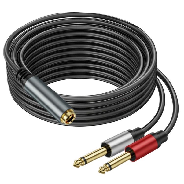 Music Engineer Double 6.35mm Mono Male to Stereo Female Y Adapter Cable 1/4 Mono Male Y Splitter Cord Multiple Length