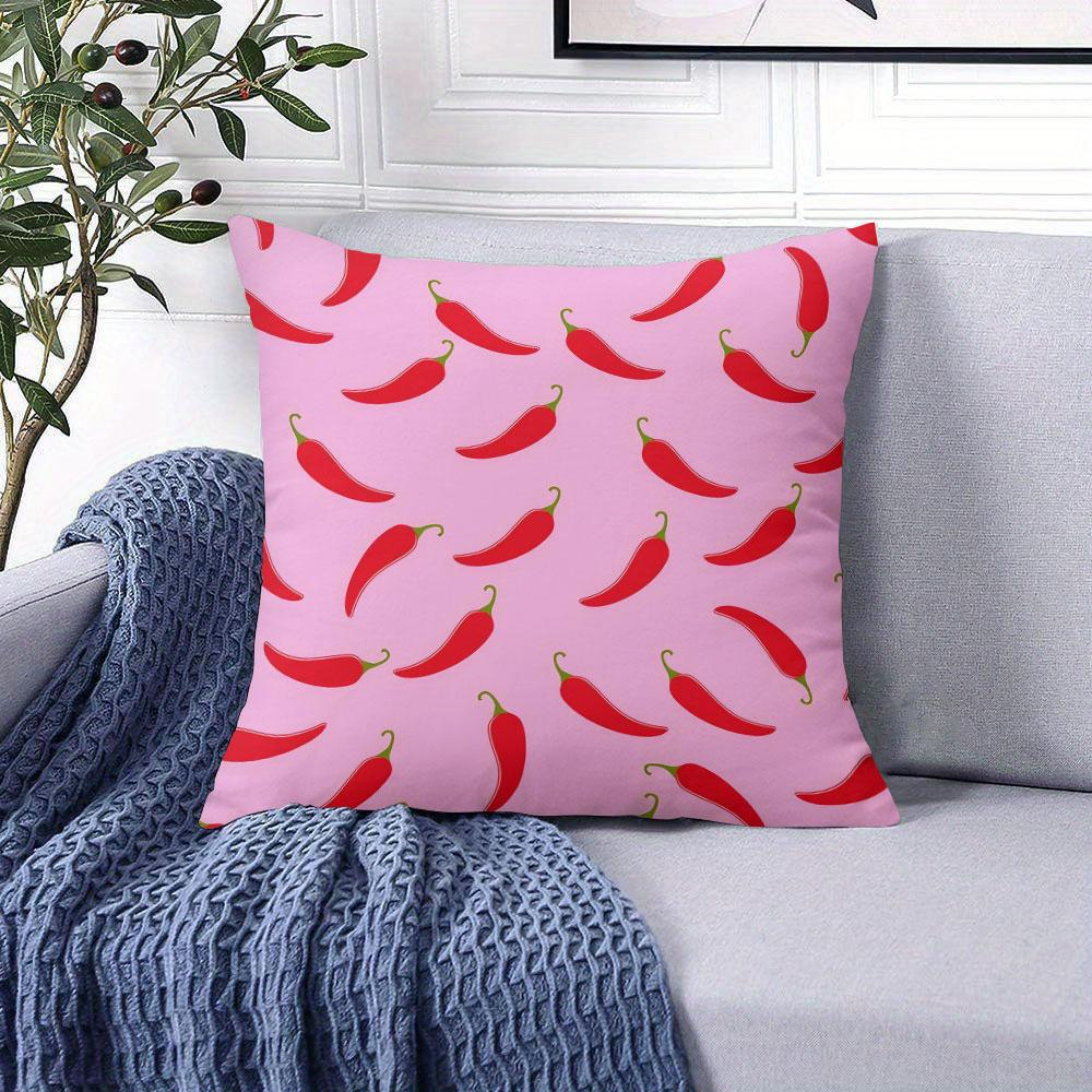 Pink Chili Square Jacquard Pillow Cover for Sofa Office Waist Cushion Cover Home Decorative Pillowcase