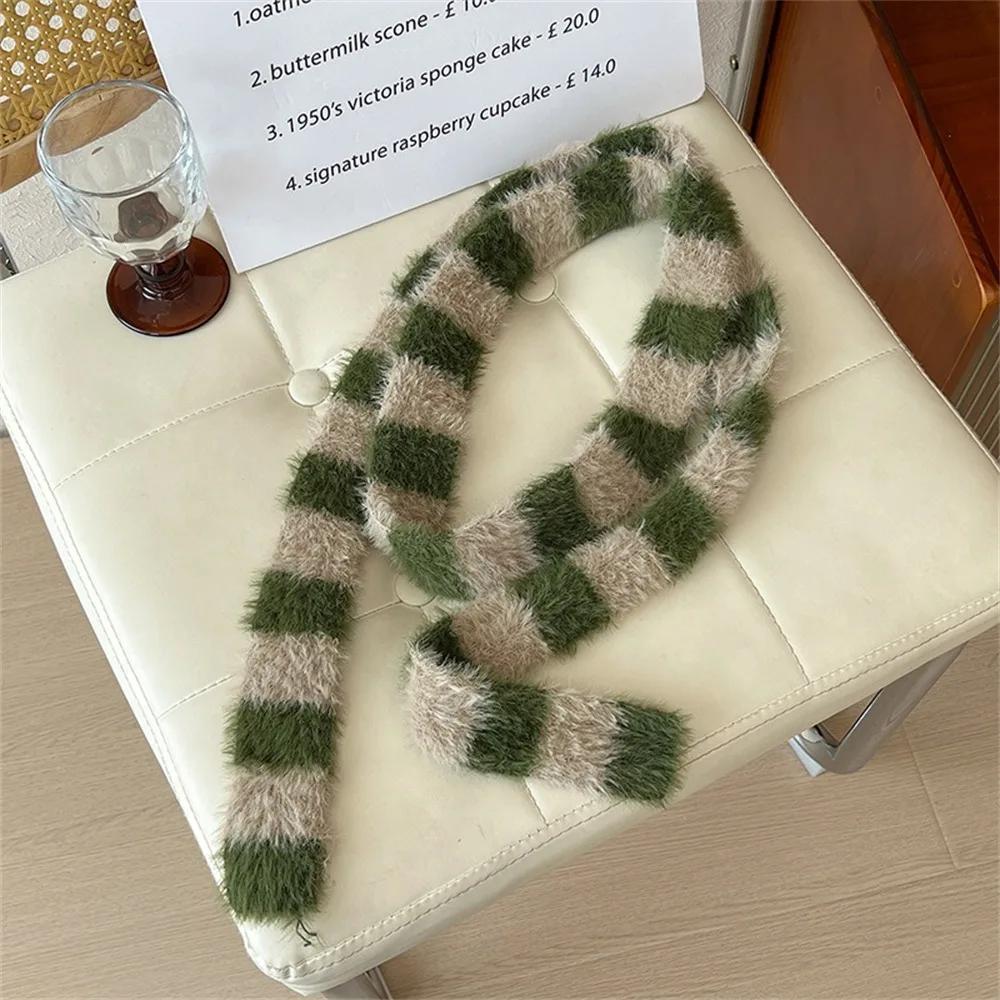 Clothing Accessories Y2 Striped Scarf Warm Knitted Wool Neck Scarves Soft Sausage Thin Scarf Autumn Winter