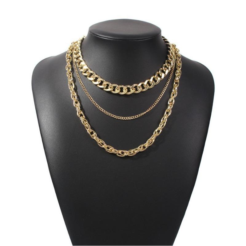 Meier Trendy punk hip-hop style layered necklace - bold and edgy metal chunky chain