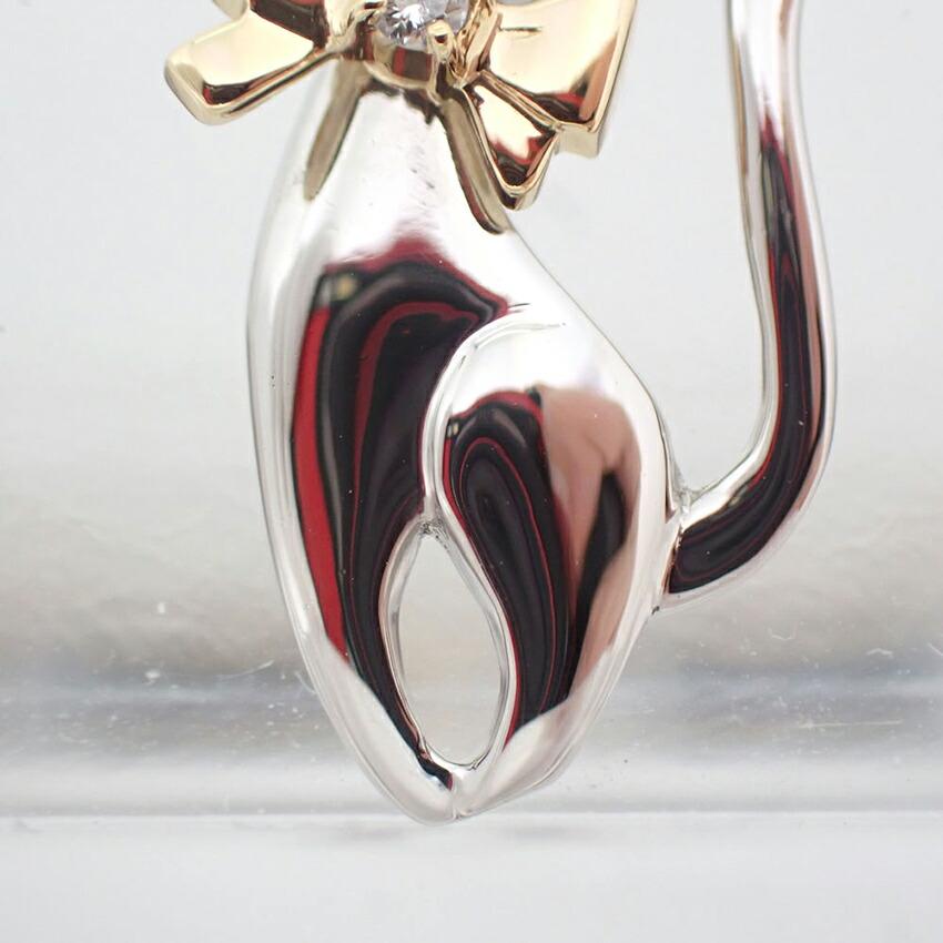 [Used] Pt900/K18 Diamond Cats Pendant Top/g504-23