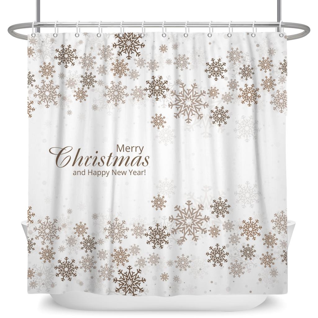 GAEMerry Christmas Duschvorhang Winter Schnee Weihnachtsmann Weihnachtsbaum Dekor Badezimmer Vorhänge Wasserdichte Badewannenwand