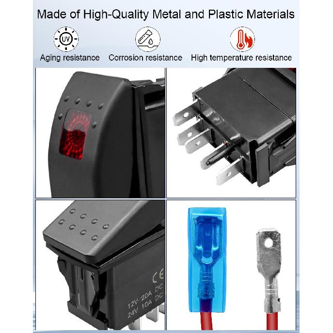 308-1062 5Pin Rocker Switch ON-Off-ON 12V 20A / 24V Fit for Onan Cummins RV | Maintained Latching, 12V 20A / 24V 10A, Remote Start Switch Fit for