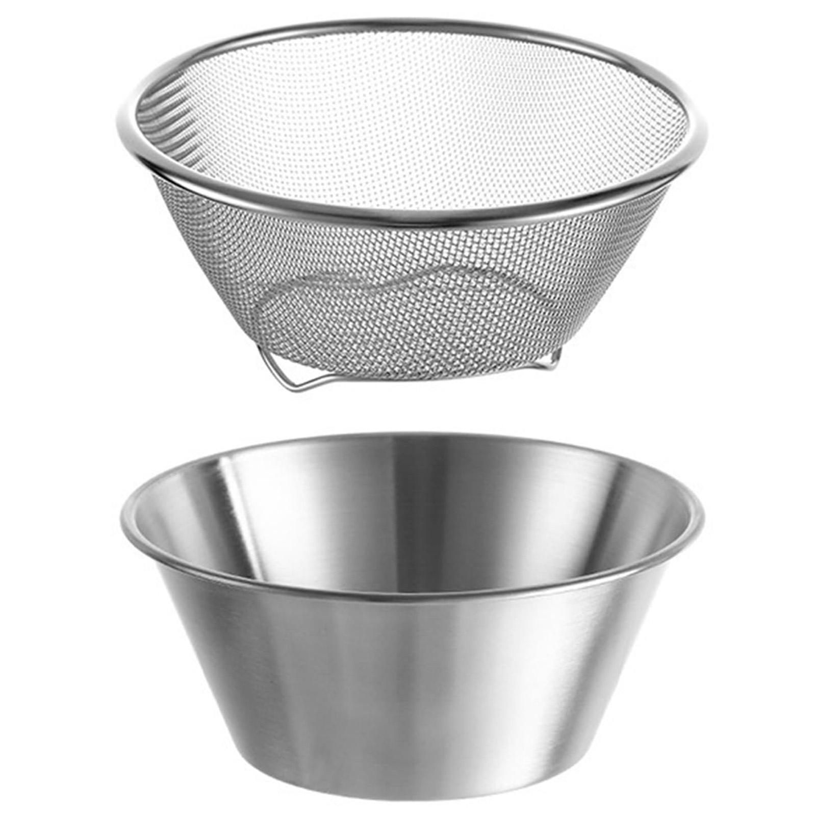 

16cm Mini Strainer with Bowl 304 Stainless Steel Colander Mini Colander Bowl Set for Washing & Draining A