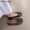 Fashion SUOJIALUN 2025 Spring New Brand Women Flat Shoes Fashion Split Toe Flat Ballet Shallow Slip On Female Casual Slip On Loafer Shoe