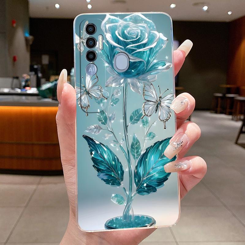 For Tecno Spark 7 Pro 8 8p 8t 9T (India) Cases Butterfly Phone Cover Spark7 7T 7Pro Bag Soft Silicone Transparent TPU Jelly Case