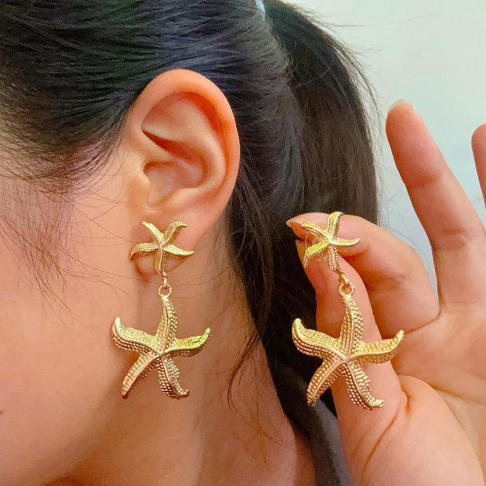 Bohemian Starfish Stud Earrings Exaggerated Starfish Drop Earrings Starfish Dangle Earrings  Party