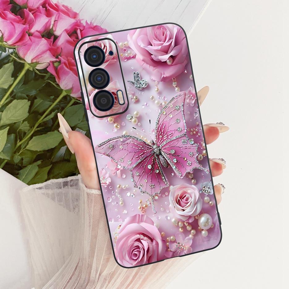 For Motorola Edge 2021 Case XT2141-1 Luxury Butterfly Tree Painted Cover Soft Silicone Case For Motorola Edge 2021 Edge2021 Bags