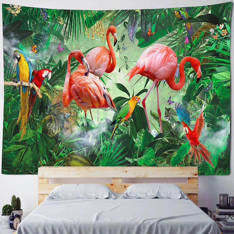 Dschungel-Vogel-Kunst-Wandteppich, psychedelische Szene, Heimdekoration, Kunst, Wandbehang, Hippie, Boho, ästhetische Raumdekoration, Heim-Wanddekoration, Yoga-Matte