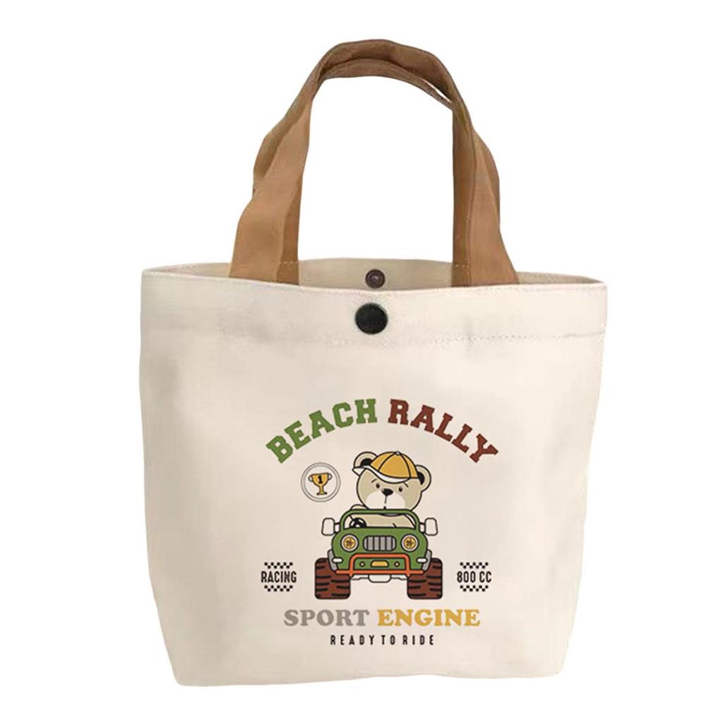 Canvas Tote Bag for School Cartoon Pattern Lunch Box Student Handbag Durable Lunch Carrier Pouch Women Men 27*22cm
