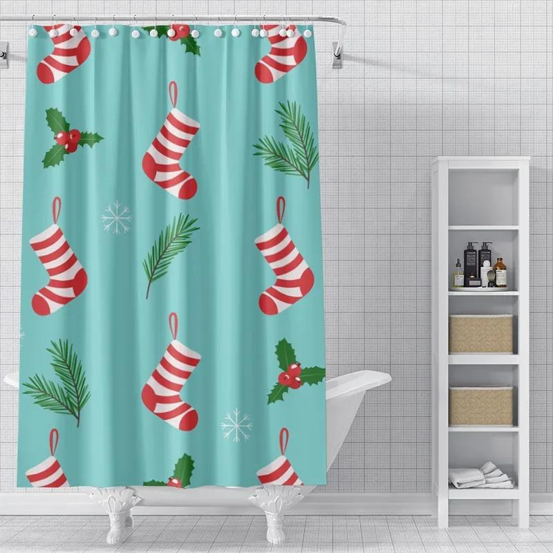 Home decoration shower curtains for bathroom waterproof curtain fabric Modern Nordic style Living Room Merry Christmas winter
