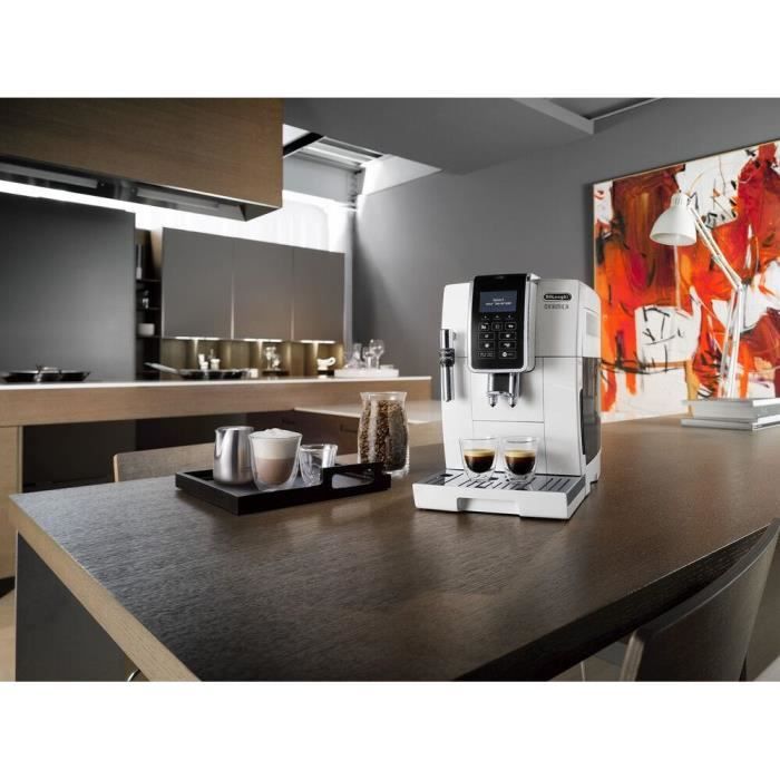 Machine expresso automatique avec broyeur - DELONGHI Dinamica ECAM350.35.W - Buse vapeur - 15 bar - Machine à café grains - Blanc