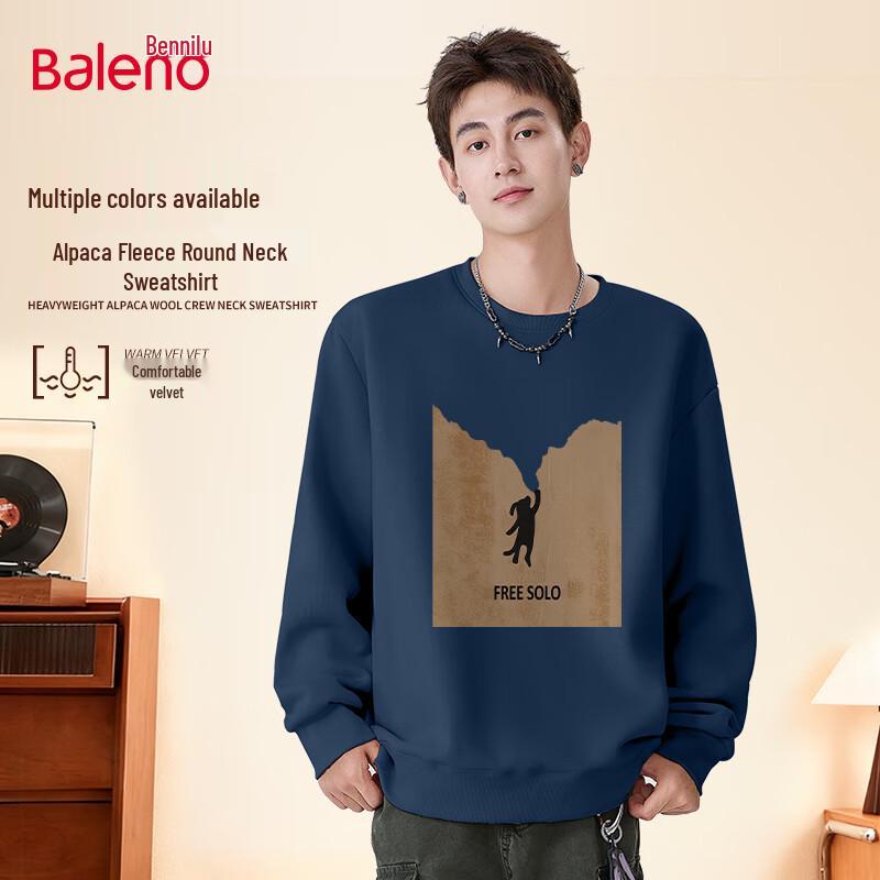 

Baleno Men s Winter Alpaca Fleece Lined Crew Neck Sweatshirt 5XL