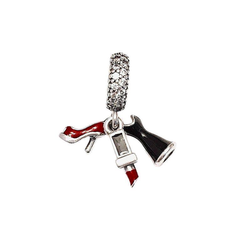 Pandora High Heel Lippenstift Design Zirkonia Anhänger Damenschmuck Silber 792156ENMX