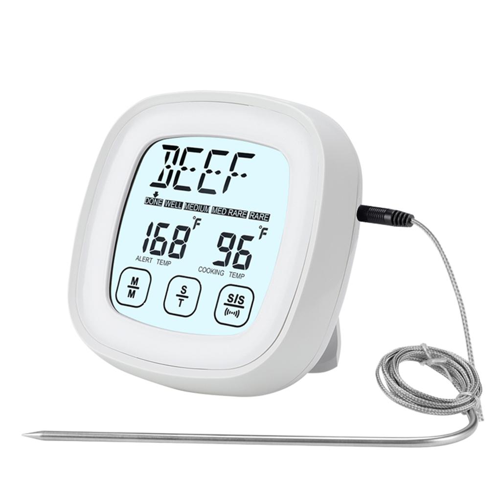 Digital Food Thermometer, BBQ Grill Mt Thermometer with Timer, 9 Preset Modes, 5 Doneness Levels, Temperature Alarm, Backlight, Magnetic Base
