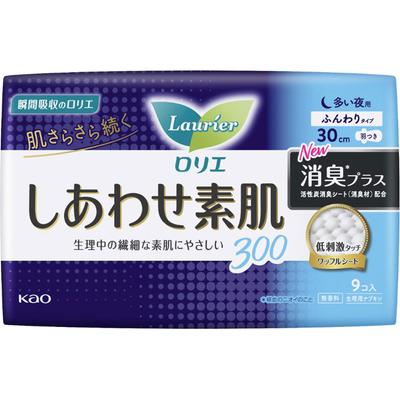 Laurier Shiawase Sodashi Desodorante Plus 30cm para uso noturno intenso, com asas, 9 embalagens (Quase droga) Guardanapo de pele Laurier Happiness Skin Cuidados com a pele Por favor