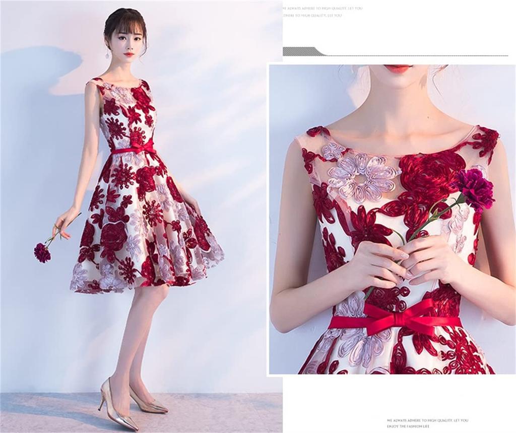 JINZUOMA Evening Midi Wedding Banquet Bridal Sleeveless Floral Print Elegant Formal Perfect for Wine Women's Dress, Dress, Dress, Dress, Dress, Dress,