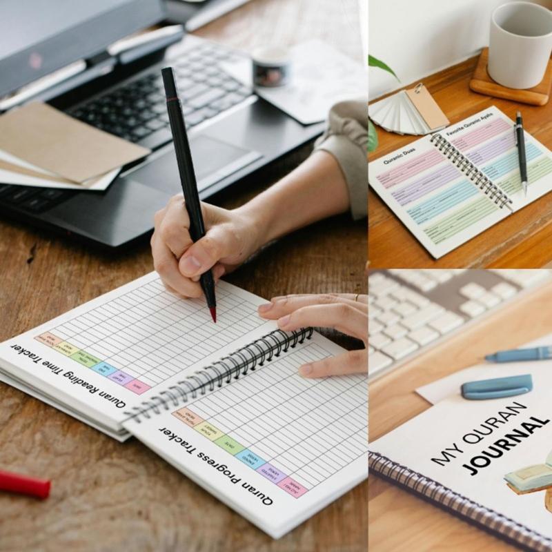Quran Study Journal Notebook Twin Coil Binding Daily Planner Quran Reading Progress Tracking Journal Notebook 21x14cm