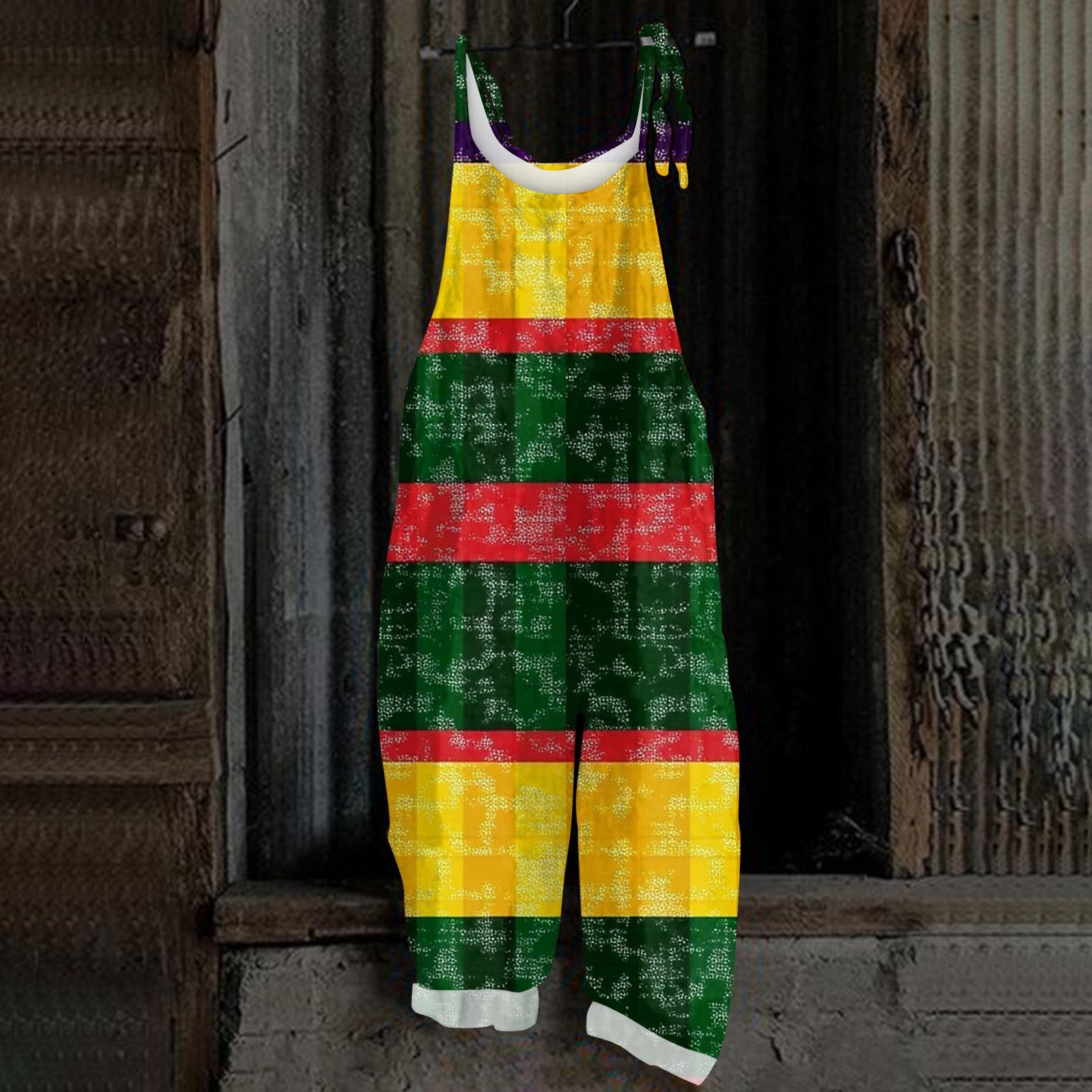 

Женский повседневный комбинезон без рукавов с принтом карнавальной маски, свободный комбинезон в стиле ретро XXL жёлтый