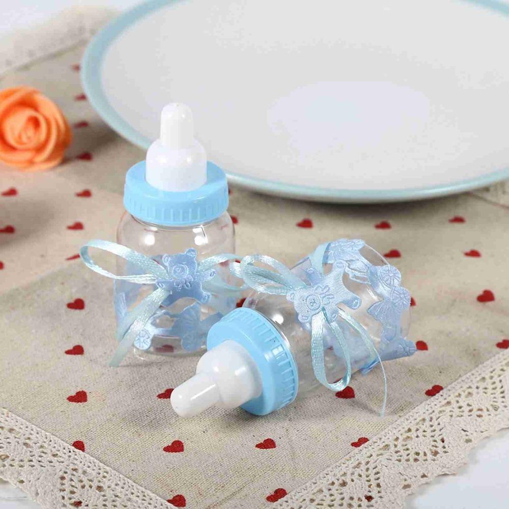 

12pcs Plastic Candy Chocolate Bottles With Ribbons Milk Bottles Home Party Decor синій