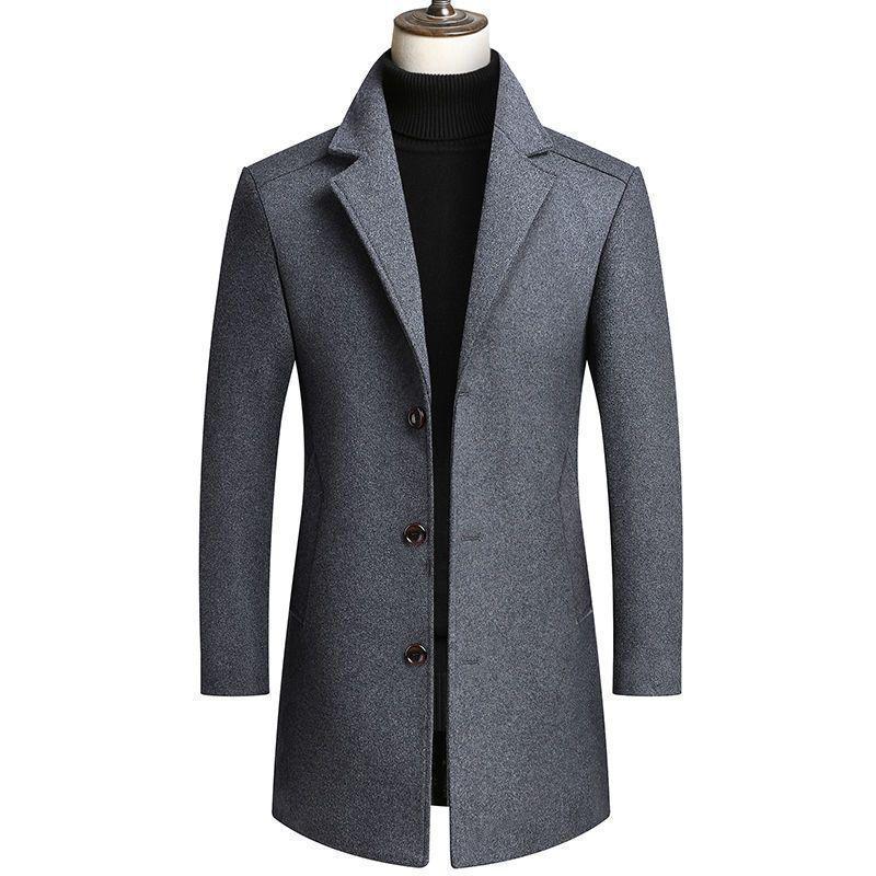 

Мужское удлиненное двубортное шерстяное пальто 2022 года на осень/зиму — утепленная ветровка для больших размеров XXX-Large