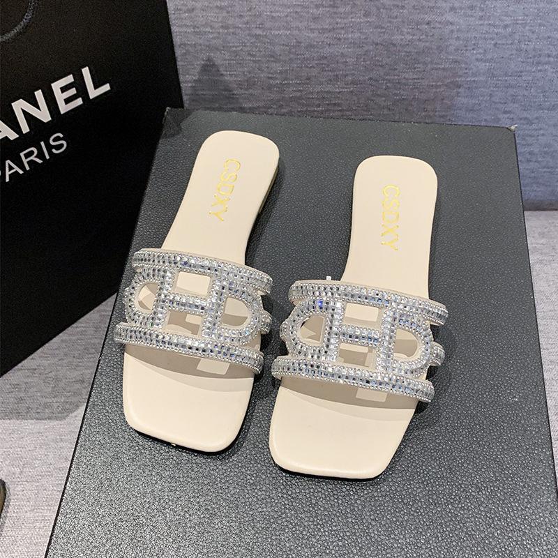 

Внешнеторговая обувь больших размеров для женщин 2024 лето уличные шлепанцы модные шлепанцы со стразами шлепанцы пляжные крутые шлепанцы 35