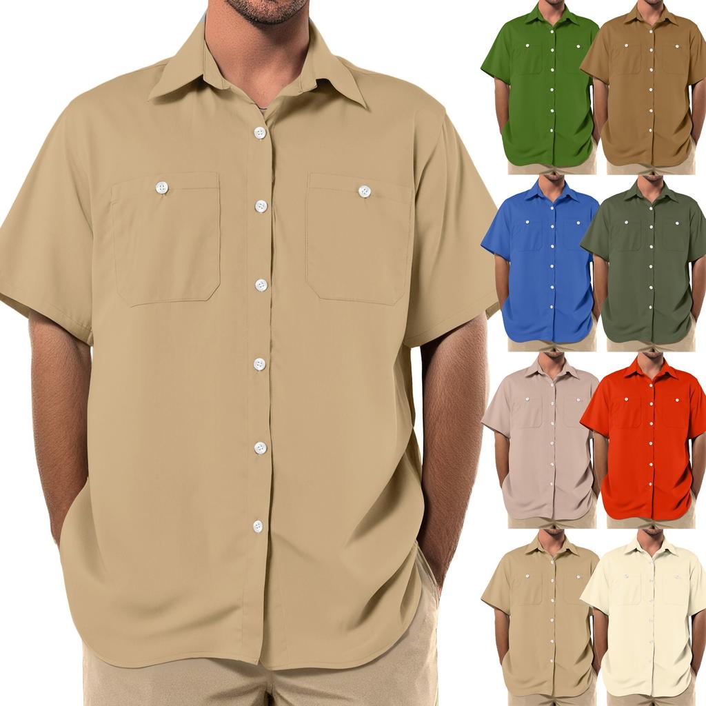 Men's Loose Casual Multi-pocket Workwear Shirt