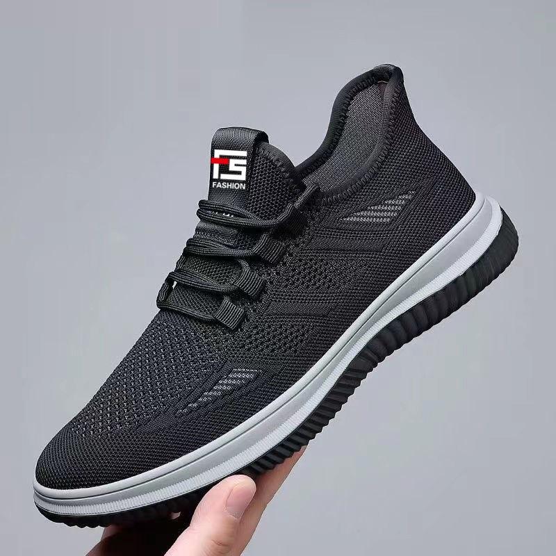 Flying Woven Men's Shoes New Summer Mesh Breathable Casual Shoes Soft Sole Non-slip Simple Sports Shoes